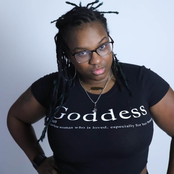 Women Goddess Print Crop Top Tee Shirt Black - Picture 2 of 4